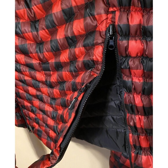 Heim-Made Lumber Jacket Puffer Red Black Plaid Women XL Down Hooded Pullover EUC - Picture 11 of 16